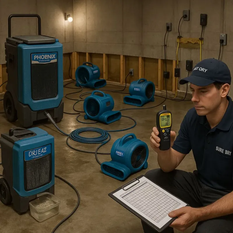 Structural Drying and Dehumidification process in Silverton, TX